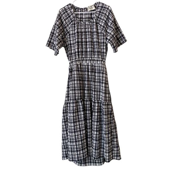 Anthropologie Just Female Hamilton Midi Dress Large Gingham Lightweight Cottage - Picture 14 of 15